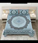 Teal lotus sutra abundance pure cotton king size bedsheet