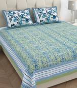 Peacock park green pure cotton king size bedsheet