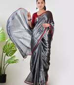 Aakar silver tissue saree with unstitched blouse piece