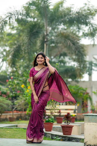 Magenta banarasi silk saree for women