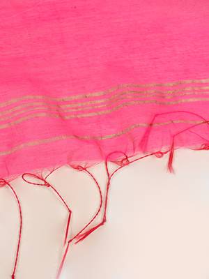 Aakar pink linen saree with unstitched blouse piece 5