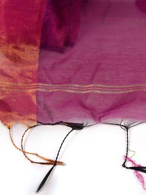 Aakar purple linen saree with unstitched blouse piece 5