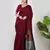 Aakar maroon linen saree with unstitched blouse piece
