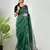 Aakar  green linen saree with unstitched blouse piece