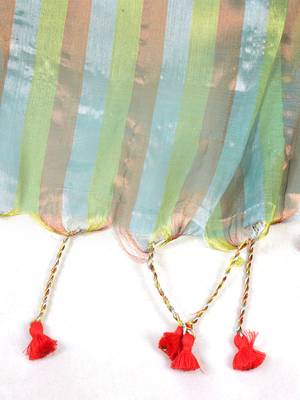 Aakar green multi color tissue saree with unstitched blouse piece 5