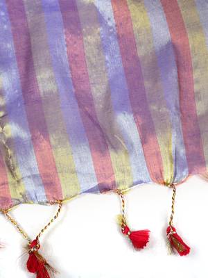 Aakar purple multi color tissue saree with unstitched blouse piece 5