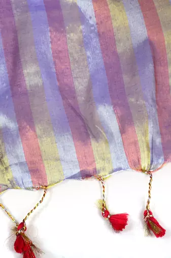 Aakar purple multi color tissue saree with unstitched blouse piece