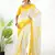 Aakar yellow mul cotton saree with unstitched blouse piece