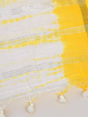 Aakar yellow mul cotton saree with unstitched blouse piece 5