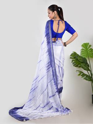 Aakar blue mul cotton saree with unstitched blouse piece 3