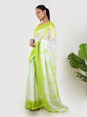 Aakar green mul cotton saree with unstitched blouse piece 4
