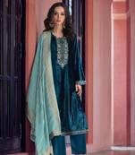 Rama viscose velvet with embroidered work kurta pant with dupatta set