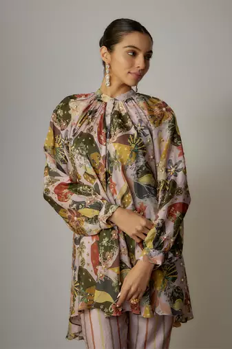 Lilac viscose printed co-ord set
