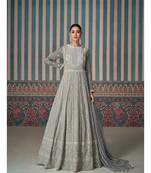 Grey georgette heavy chikankari sequins work wedding gowns