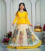 AWESOME KEDIYA STYLE YELLOW LAHENGA SET FULLY STTICHED READY TO WEAR