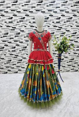 NEW DESIGNER KEDIYA STYLE GREEN LAHENGA SET FULLY STTICHED READY TO WEAR 2