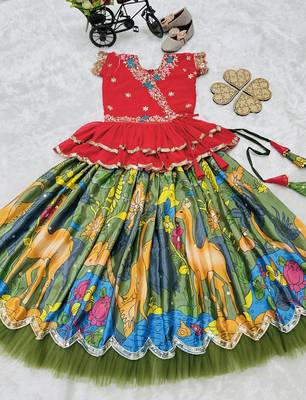 NEW DESIGNER KEDIYA STYLE GREEN LAHENGA SET FULLY STTICHED READY TO WEAR 3