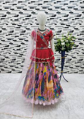 NEW KEDIYA STYLE PINK LAHENGA SET FULLY STTICHED READY TO WEAR 1