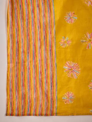 Mustard printed cotton round neck kurta sets 5