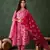 Pink printed cotton round neck kurta sets