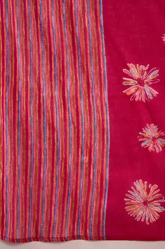 Pink printed cotton round neck kurta sets