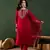 Maroon embroidered art silk round neck kurta sets
