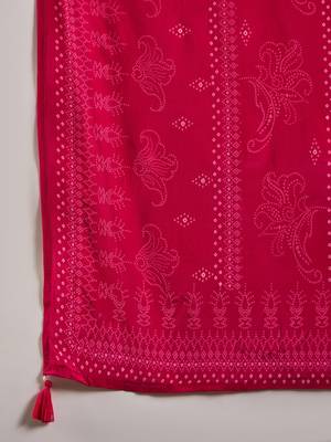 Magenta printed crepe round neck kurta sets 5