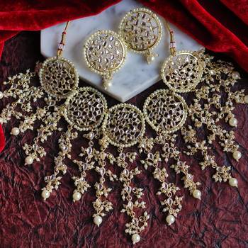 exquisite  gold-plated kundan bridal jewelry set 1