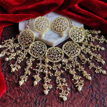 exquisite  gold-plated kundan bridal jewelry set 2