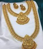 Exquisite gold-plated ganesha pendant necklace traditional ethnic jewelry set