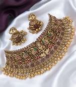 Exquisite gold-plated floral kundan necklace set - traditional indian bridal jewelry