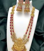 Traditional lakshmi temple necklace set with earrings gold-plated ethnic jewelry handcrafted for weddings & festivals