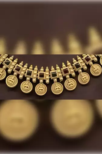 Exquisite gold-plated ethnic coin statement Necklace :: set