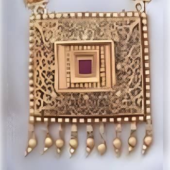 Handcrafted long gold-plated Necklace :: with square pendant | traditional ethnic jewelry for women 2