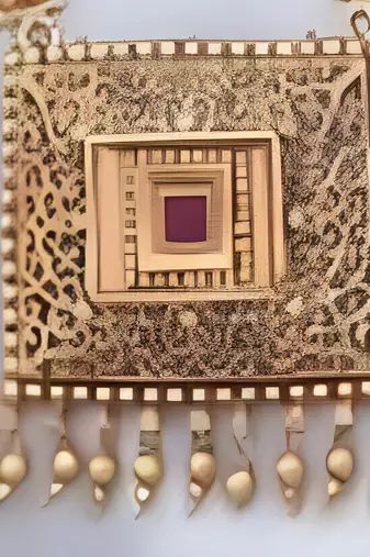 Handcrafted long gold-plated Necklace :: with square pendant | traditional ethnic jewelry for women