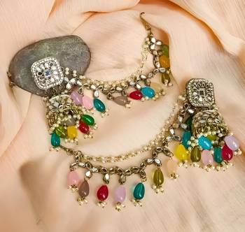 Enchanting ethnic charm: handcrafted bohobahubali earring set 1
