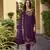 Purple embroidered viscose free size stitched straight pant.(size Free size full stitched Up To 42")