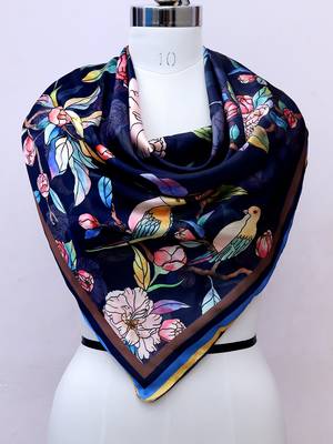 women's stylish square satin trendy digital printed fashion head neck scarf stole wrap hijab dupatta 1