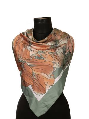 women's stylish square satin trendy digital printed fashion head neck scarf stole wrap hijab dupatta 1