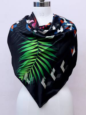 women's stylish square satin trendy digital printed fashion head neck scarf stole wrap hijab dupatta 1