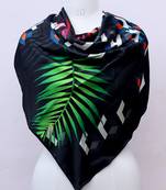 women's stylish square satin trendy digital printed fashion head neck scarf stole wrap hijab dupatta