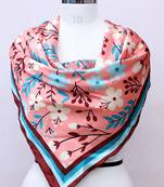 women's stylish square satin trendy digital printed fashion head neck scarf stole wrap hijab dupatta