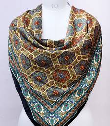 women's stylish square satin trendy digital printed fashion head neck scarf stole wrap hijab dupatta