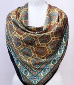 women's stylish square satin trendy digital printed fashion head neck scarf stole wrap hijab dupatta