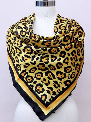 women's stylish square satin trendy digital printed fashion head neck scarf stole wrap hijab dupatta 1