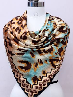 women's stylish square satin trendy digital printed fashion head neck scarf stole wrap hijab dupatta 1