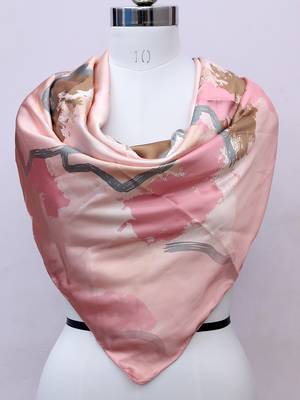 women's stylish square satin trendy digital printed fashion head neck scarf stole wrap hijab dupatta 1