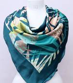 women's stylish square satin trendy digital printed fashion head neck scarf stole wrap hijab dupatta