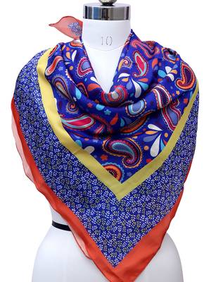 women's stylish square satin trendy digital printed fashion head neck scarf stole wrap hijab dupatta 1