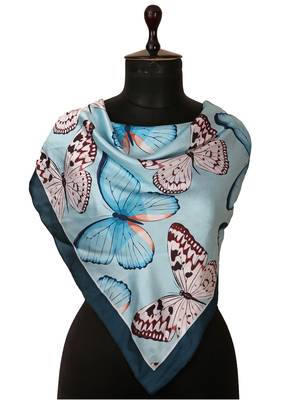 women's stylish square satin trendy digital printed fashion head neck scarf stole wrap hijab dupatta 1